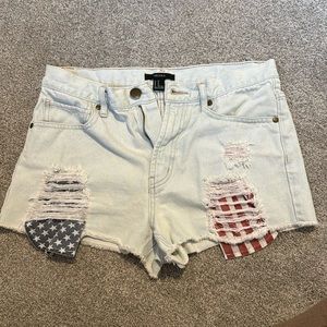 Forever 21 jean shorts with American Flag pockets